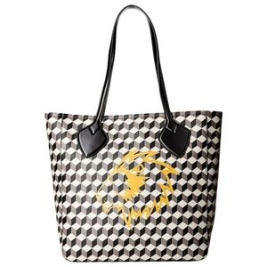 Anne Klein Georgia Tote Black White Geometric Lion Print Structured Bag